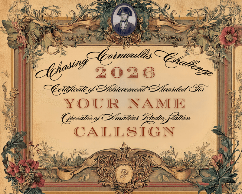 Chasing Cornwallis Challenge Certificate